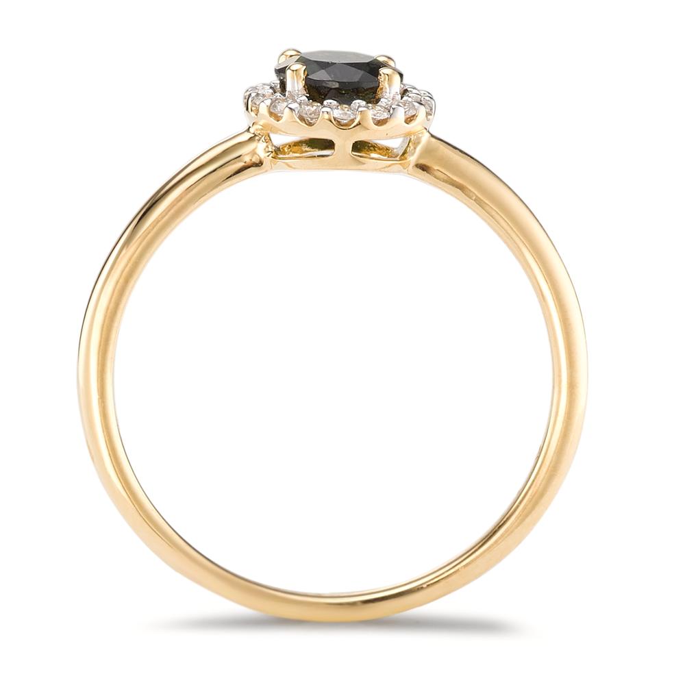 Ring 750/18K geel goud Toermalijn, Diamant 0.11 ct, 16 Steen, [Brillant], w-si