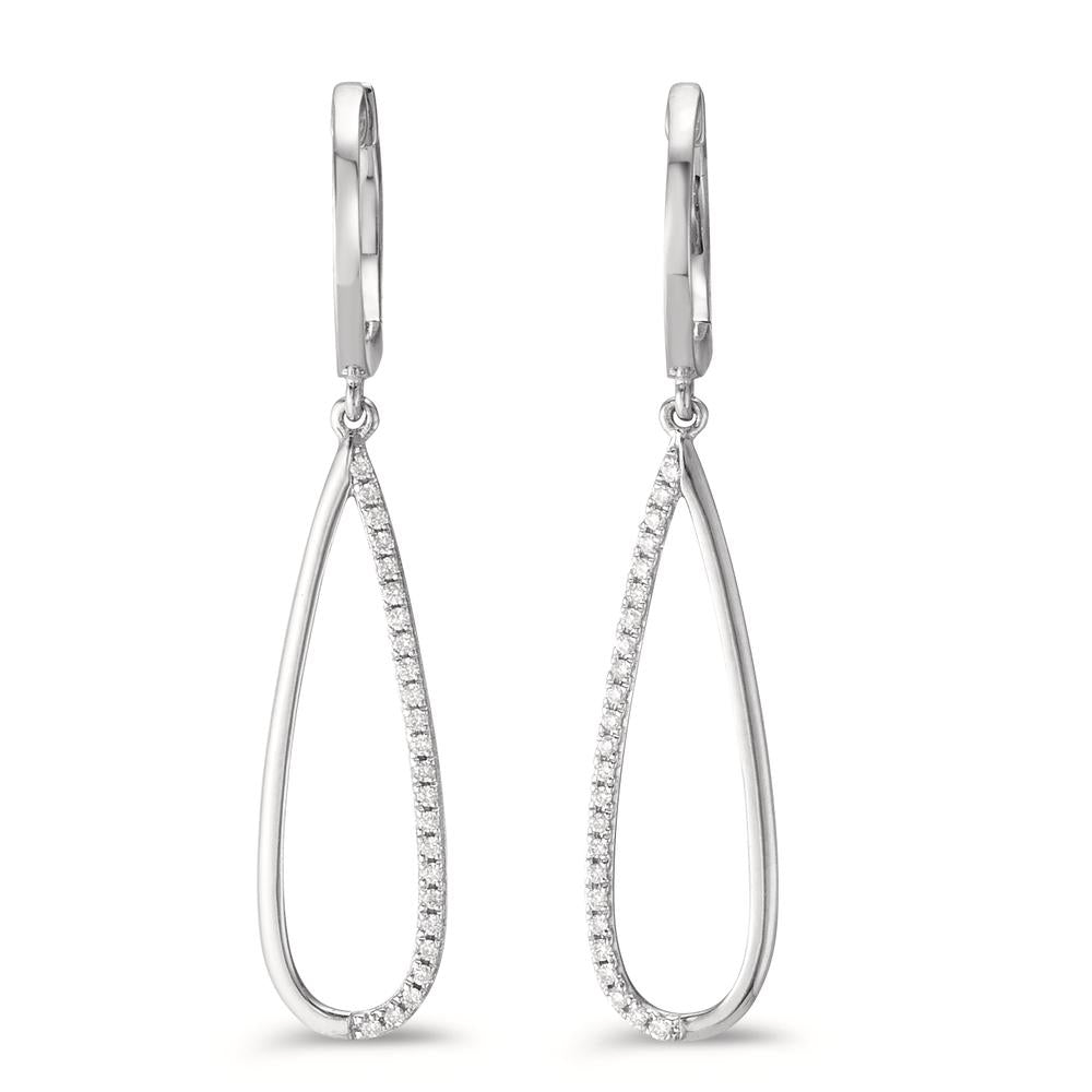 Oorbellen 750/18K witgoud Diamant 0.14 ct, w-si