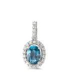 Hanger 750/18K witgoud Londen blauw Topaas blauw, [oval], Diamant 0.15 ct, w-si