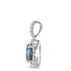 Hanger 750/18K witgoud Londen blauw Topaas blauw, [oval], Diamant 0.15 ct, w-si