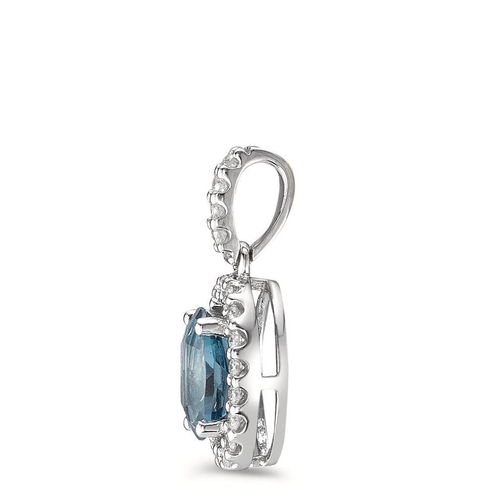 Hanger 750/18K witgoud Londen blauw Topaas blauw, [oval], Diamant 0.15 ct, w-si