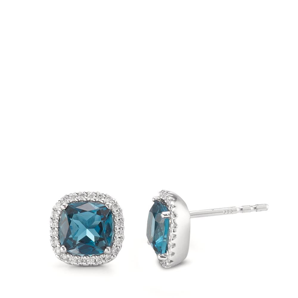 Oorknoppen 750/18K witgoud Londen blauw Topaas w-si Ø8.5 mm