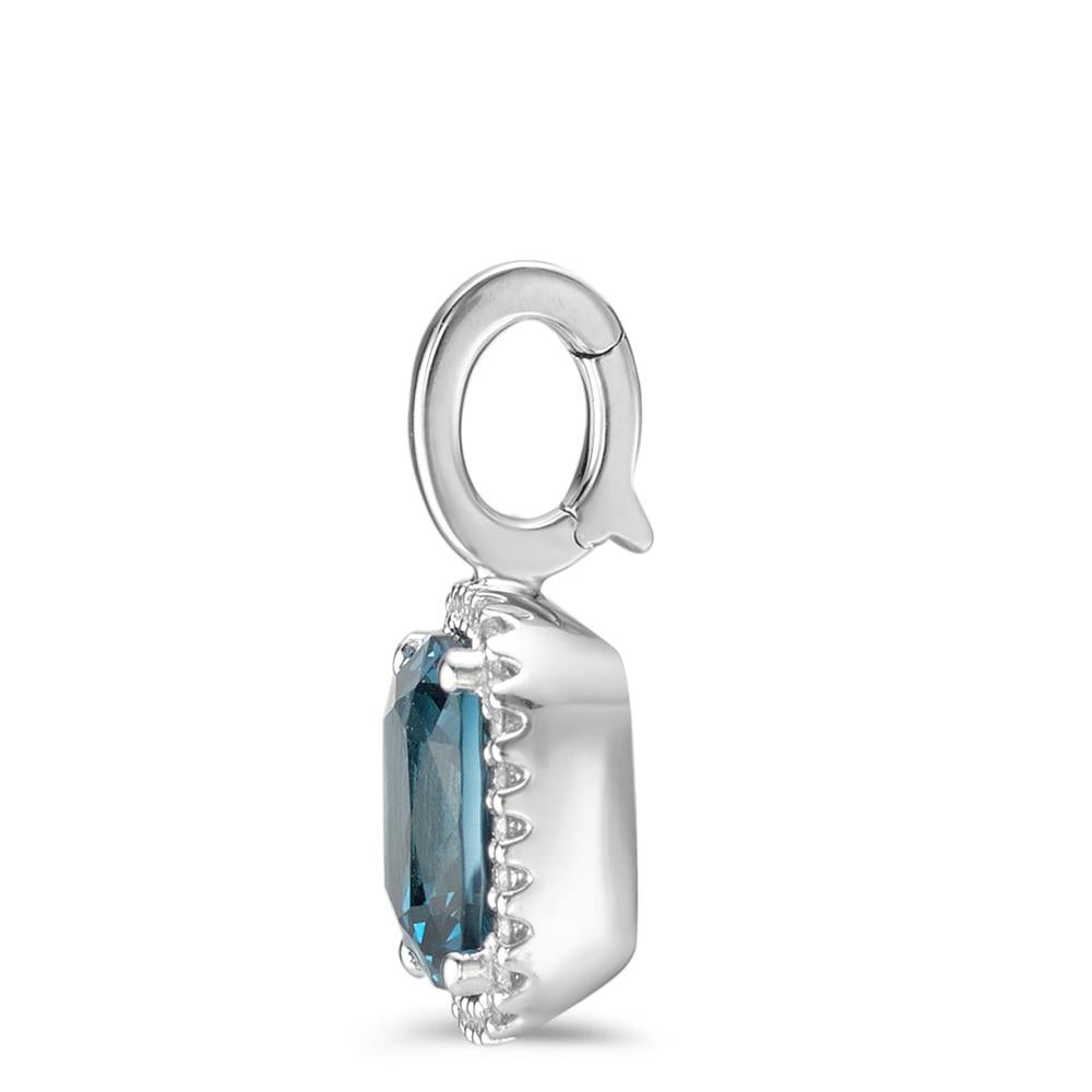 Hanger 750/18K witgoud Londen blauw Topaas w-si, Diamant 0.14 ct, 28 Steen, [Brillant], w-si