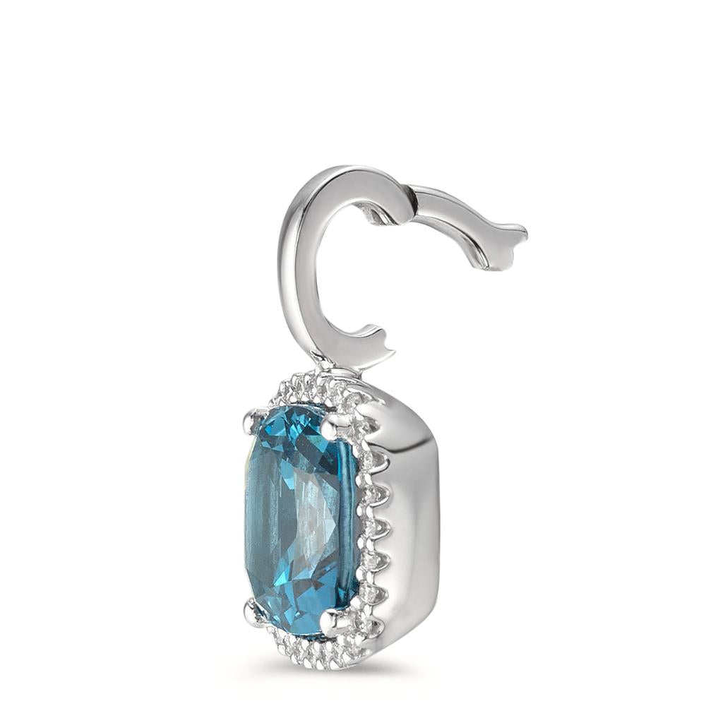 Hanger 750/18K witgoud Londen blauw Topaas w-si, Diamant 0.14 ct, 28 Steen, [Brillant], w-si