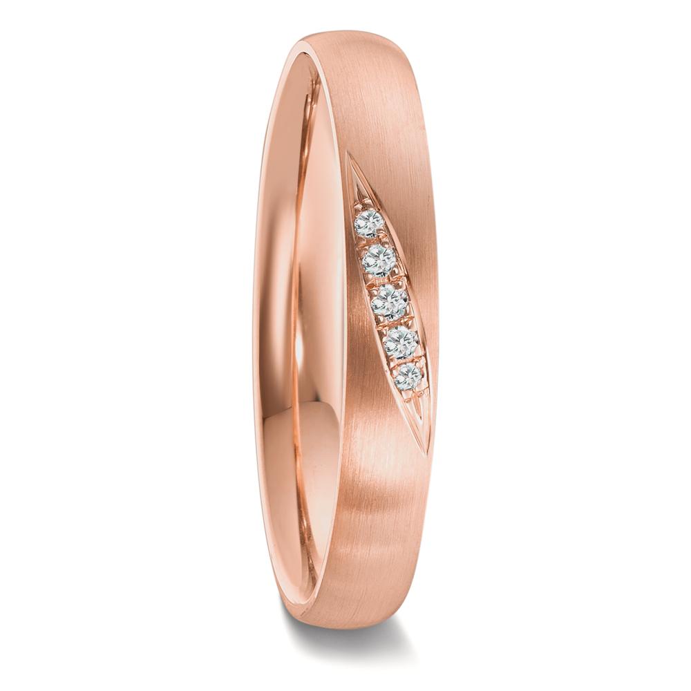 Partnerring 750/18K rood goud Diamant 0.036 ct, 5 Steen, tw-vsi