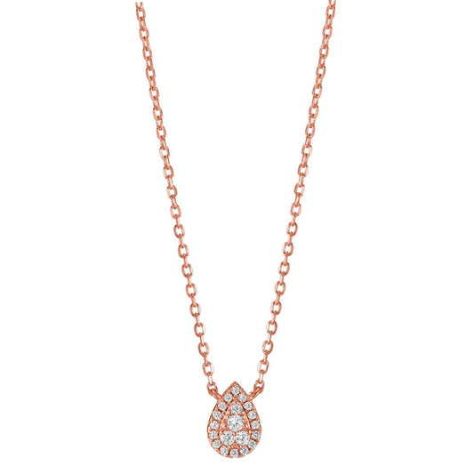 Collier Zilver Zirkonia Rosé Verguld 39-44 cm