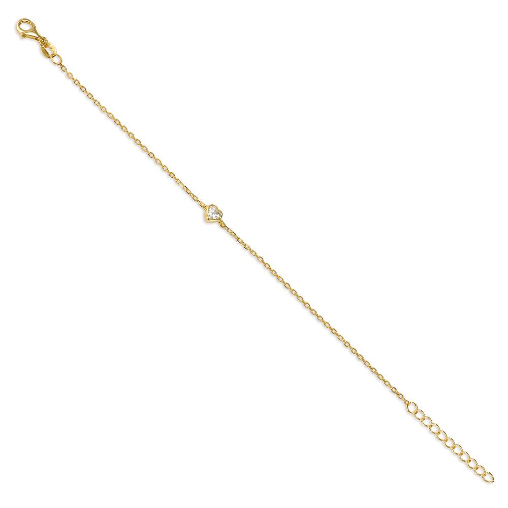 Armband Zilver Zirkonia Geel Verguld Hart 16-19 cm
