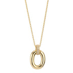 Collier met hanger Zilver Zirkonia 33 Steen Geel Verguld 40-45 cm