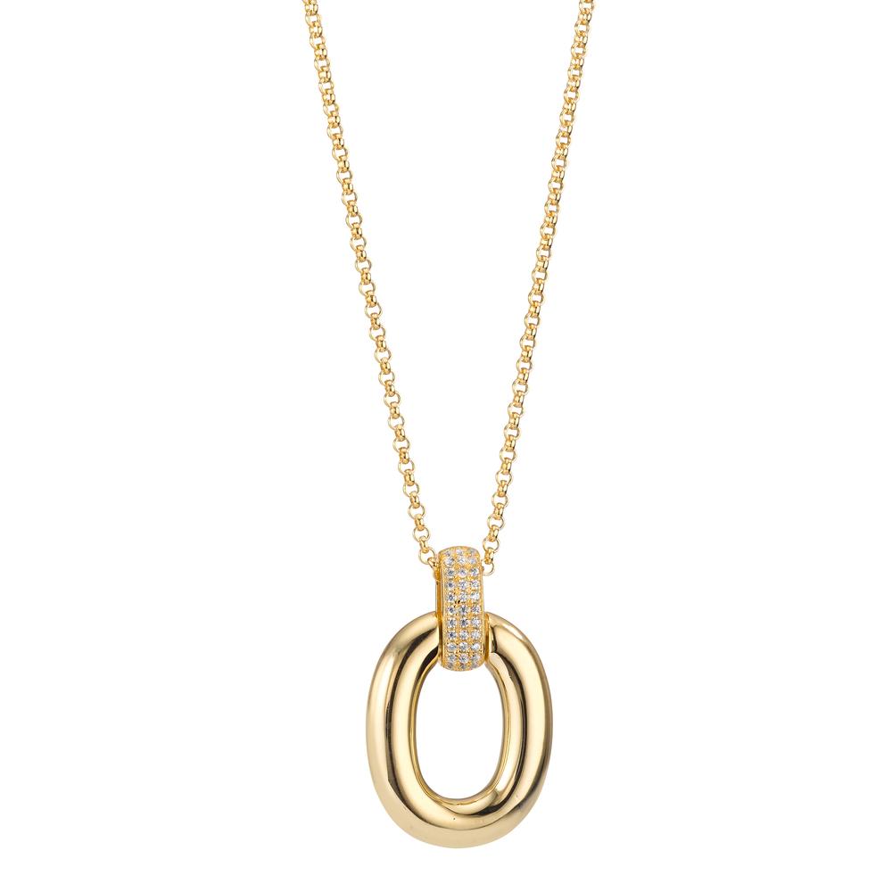 Collier met hanger Zilver Zirkonia 33 Steen Geel Verguld 40-45 cm
