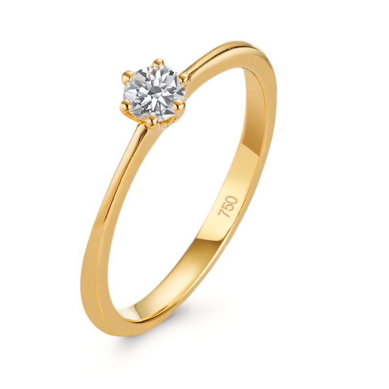 Solitaire ring 750/18K geel goud Diamant 0.20 ct, w-si