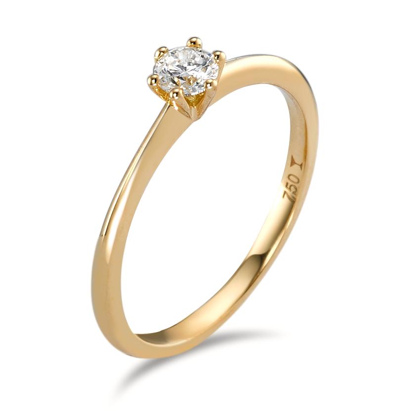Solitaire ring 750/18K geel goud Diamant 0.20 ct, w-si