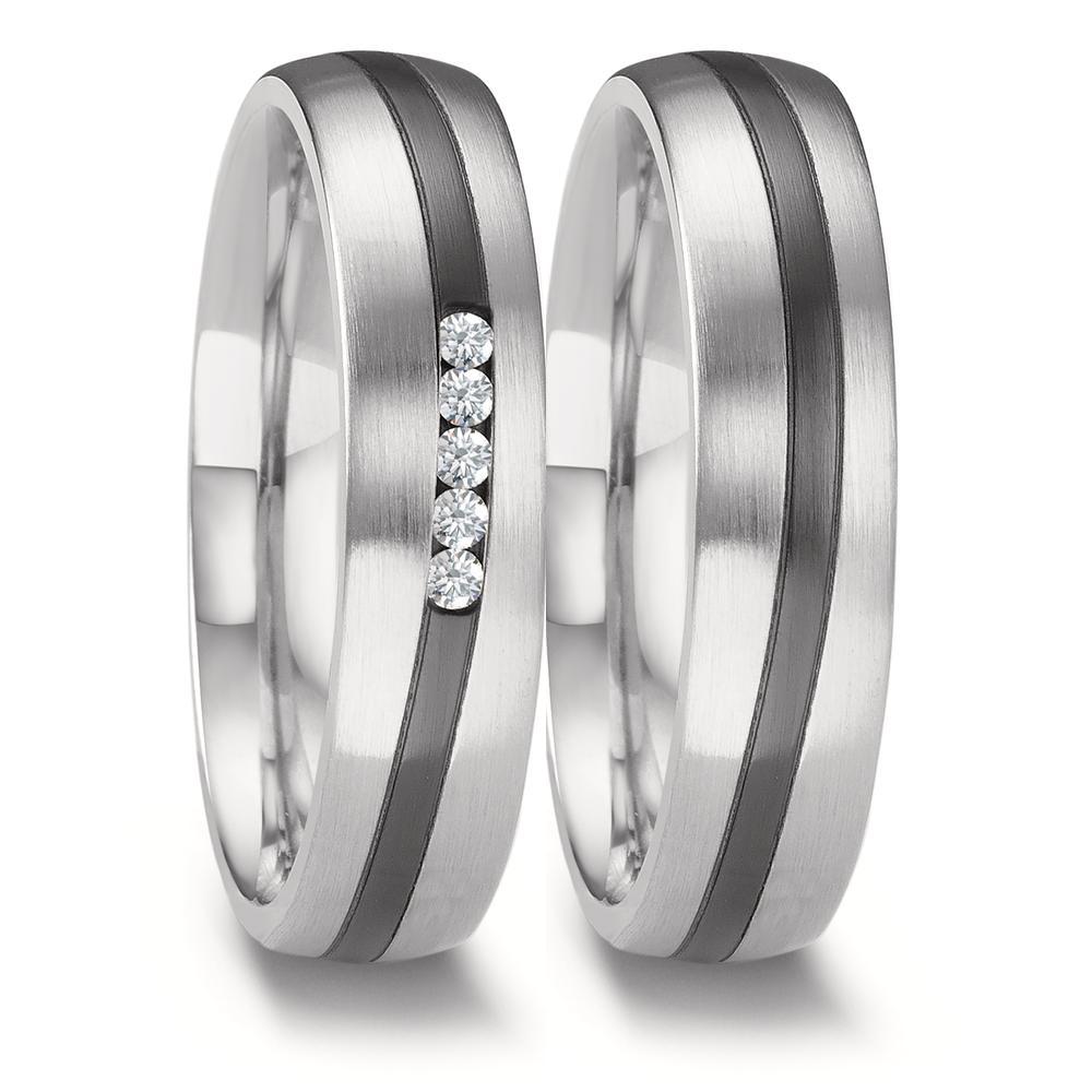 Partnerring 585/14K witgoud, Zirkonium