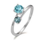 Ring 375/9K witgoud Londen blauw Topaas 2 Steen