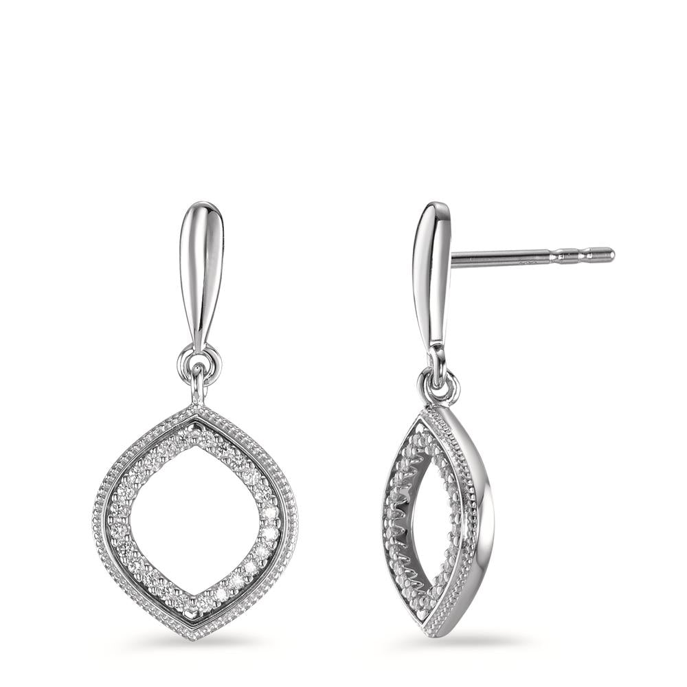 Oorbellen 750/18K witgoud Diamant 0.15 ct, 48 Steen, [Brillant], w-si