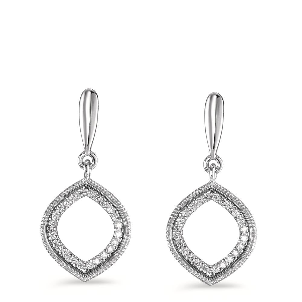 Oorbellen 750/18K witgoud Diamant 0.15 ct, 48 Steen, [Brillant], w-si