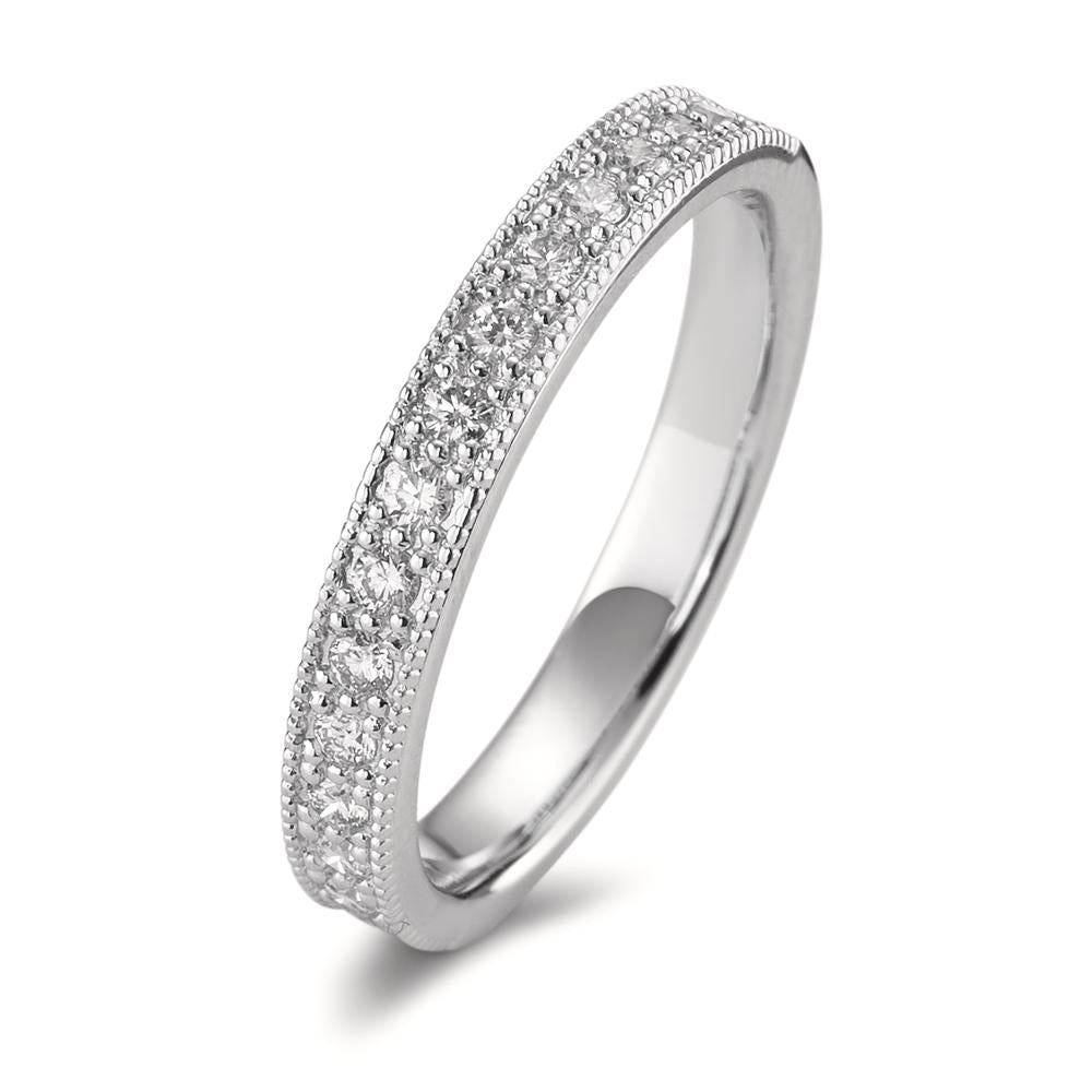 Memory ring 750/18K witgoud Diamant 0.25 ct, 15 Steen, [Brillant], w-si