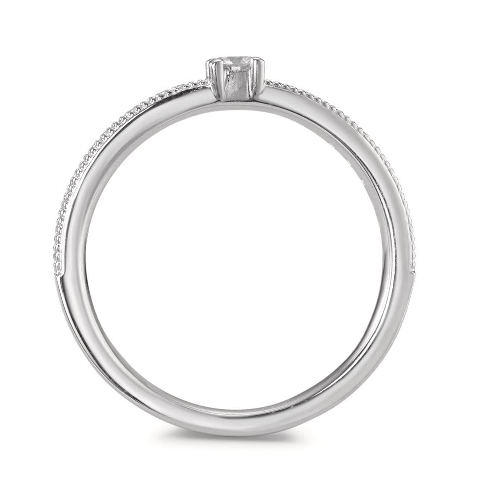 Solitaire ring 750/18K witgoud Diamant 0.16 ct, 19 Steen, [Brillant], w-si