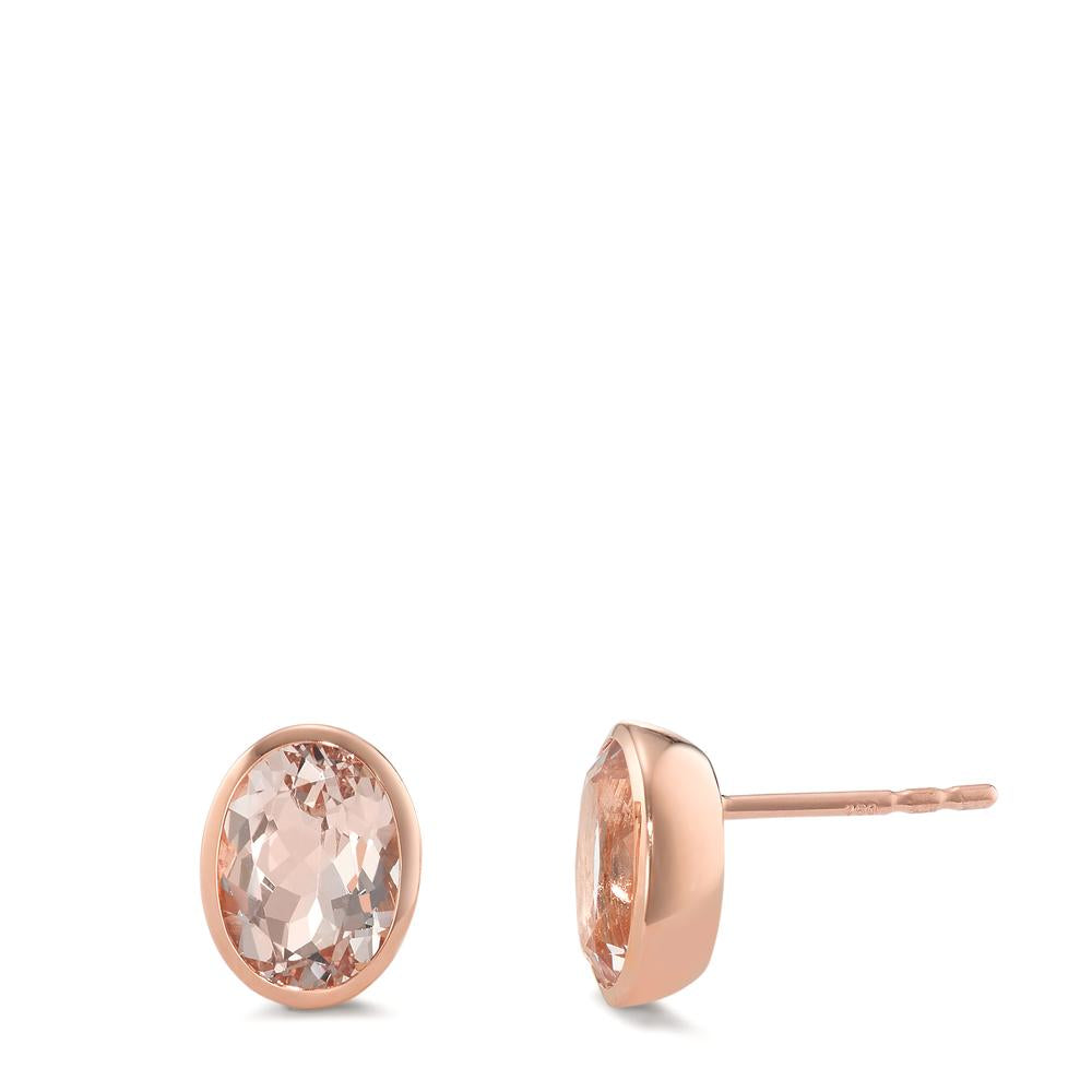 Oorknoppen 750/18K rood goud Morganiet Champagne, 2 Steen, [oval]