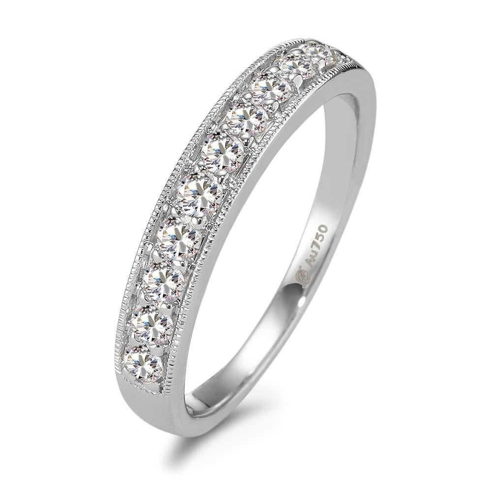 Memory ring 750/18K witgoud Diamant 0.35 ct, 10 Steen, w-si