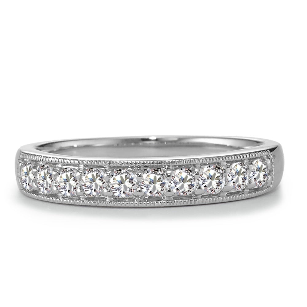 Memory ring 750/18K witgoud Diamant 0.35 ct, 10 Steen, w-si