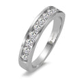 Memory ring 750/18K witgoud Diamant 0.50 ct, 10 Steen, w-si