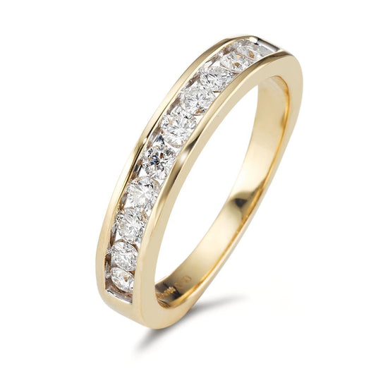 Ring 750/18K geel goud Diamant 0.50 ct, 10 Steen, w-si