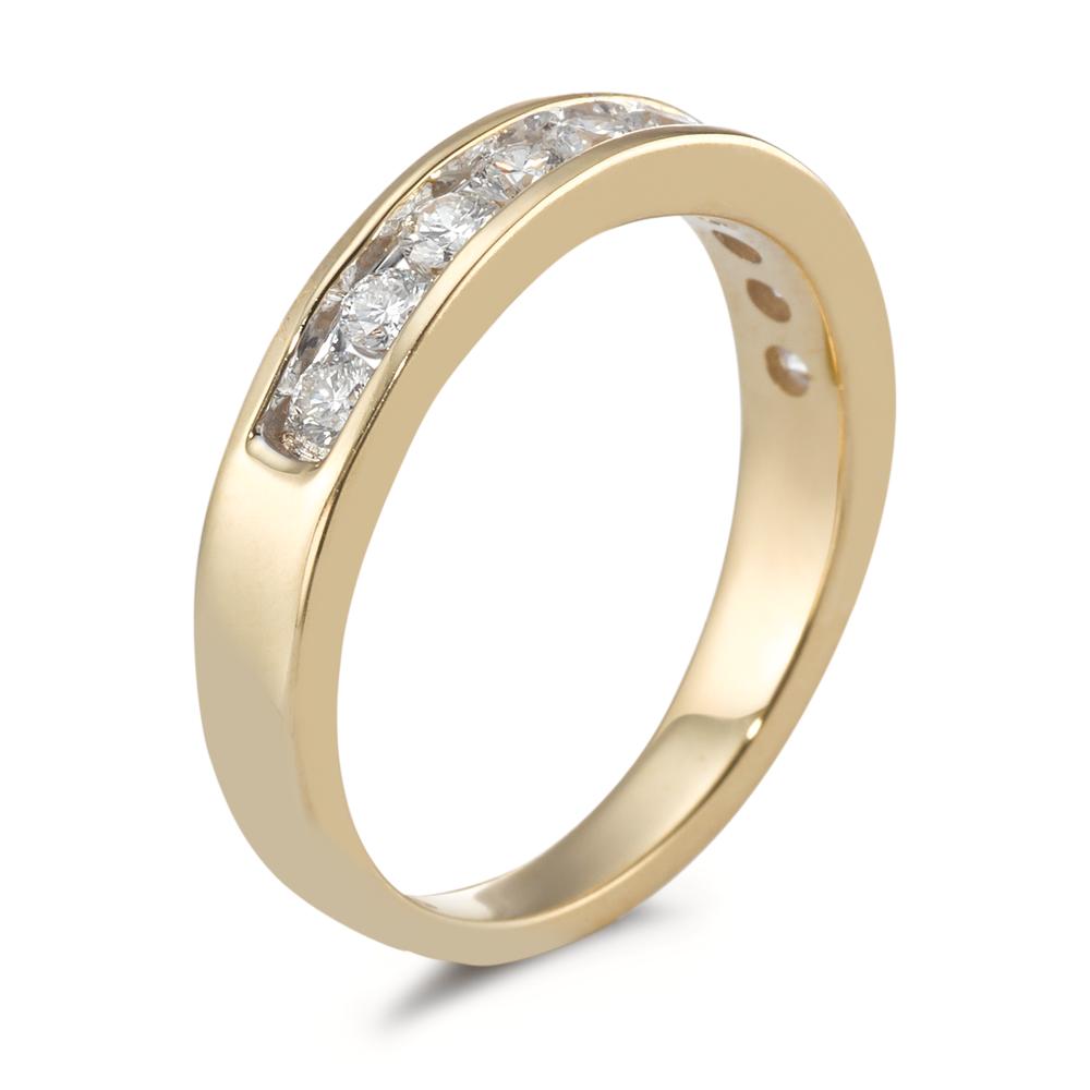 Ring 750/18K geel goud Diamant 0.50 ct, 10 Steen, w-si