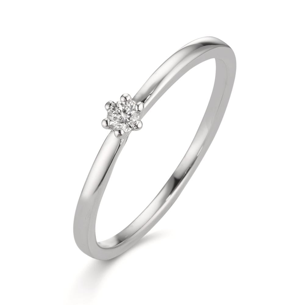 Solitaire ring 950 Platina Diamant wit, 0.07 ct, [Brillant], w-si