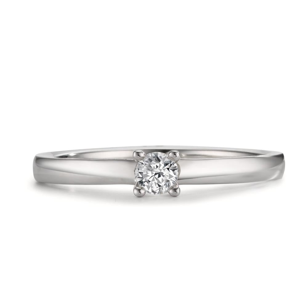 Solitaire ring 950 Platina Diamant wit, 0.15 ct, [Brillant], w-si