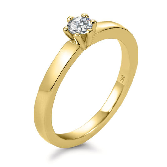 Solitaire ring 750/18K geel goud Diamant wit, 0.20 ct, [Brillant], w-si