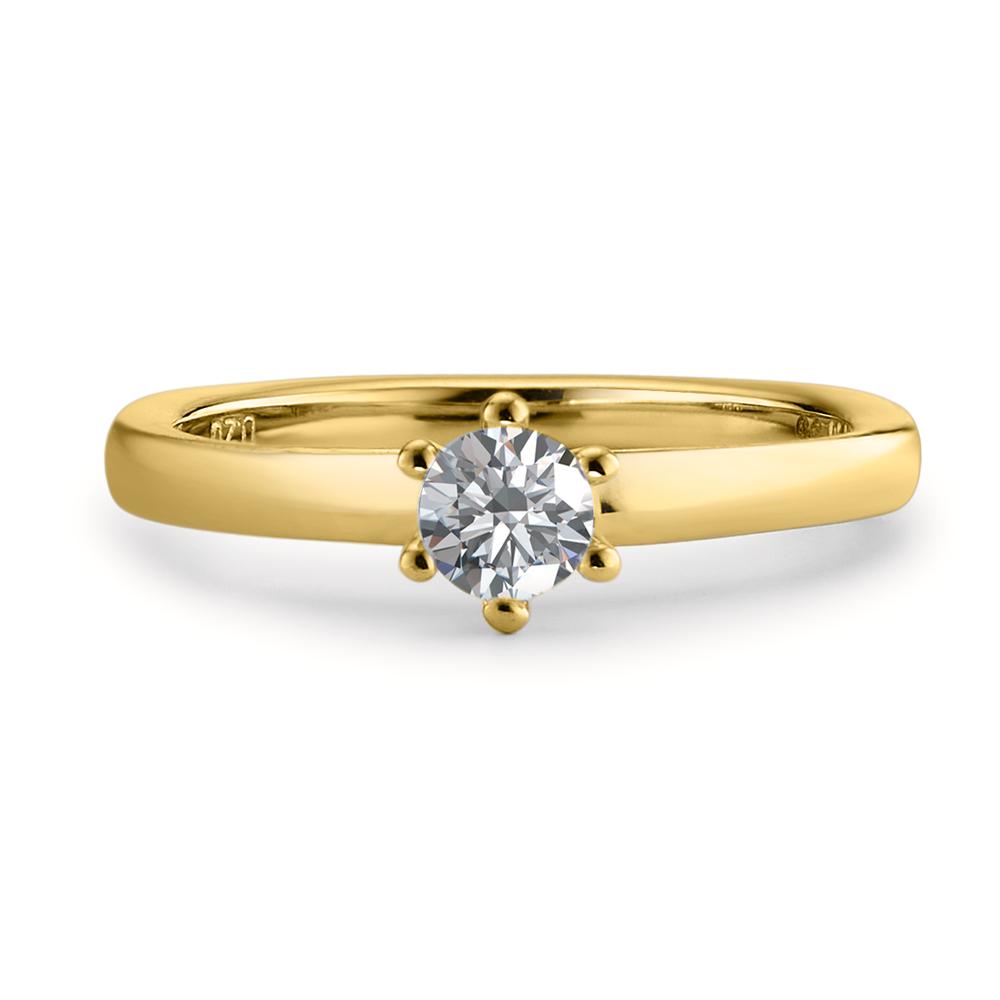Solitaire ring 750/18K geel goud Diamant wit, 0.20 ct, [Brillant], w-si