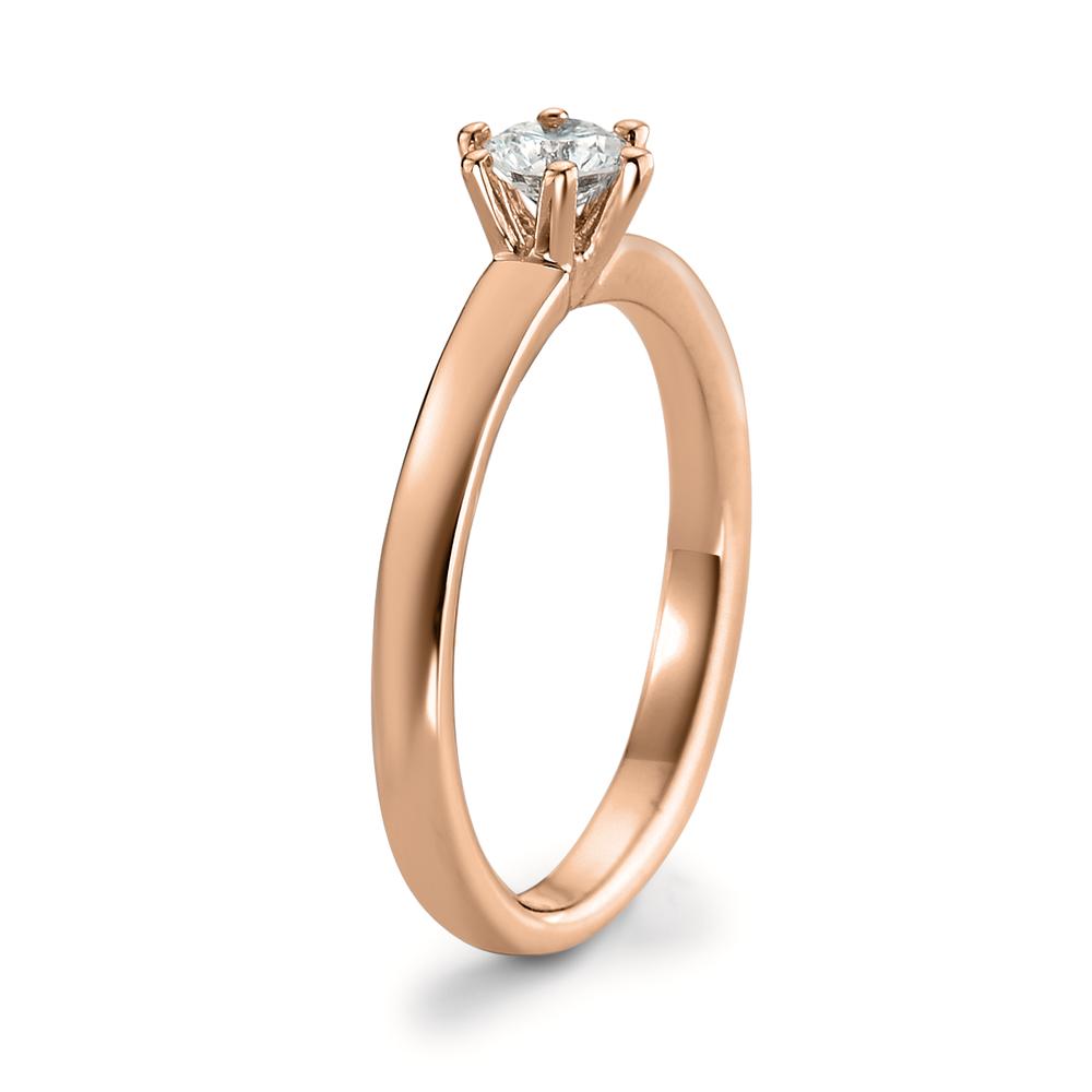 Solitaire ring 750/18K rood goud Diamant wit, 0.20 ct, [Brillant], w-si