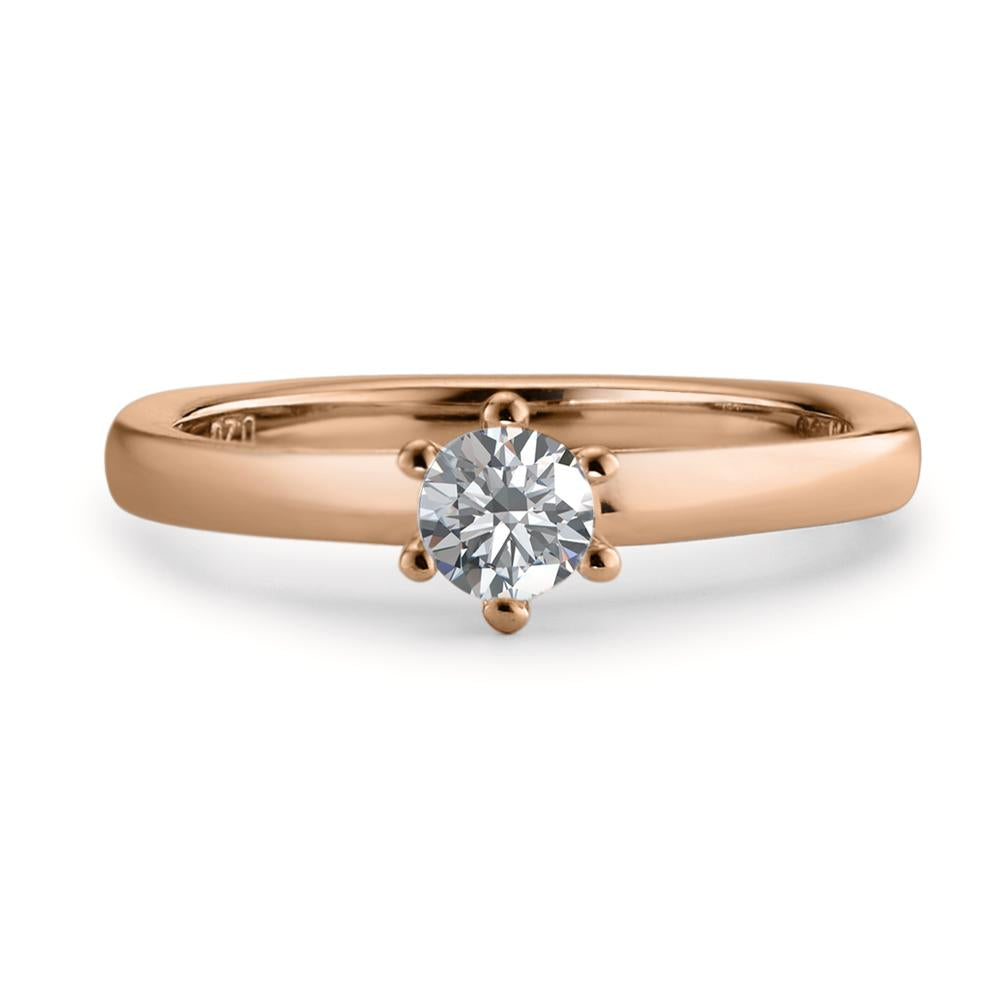 Solitaire ring 750/18K rood goud Diamant wit, 0.20 ct, [Brillant], w-si
