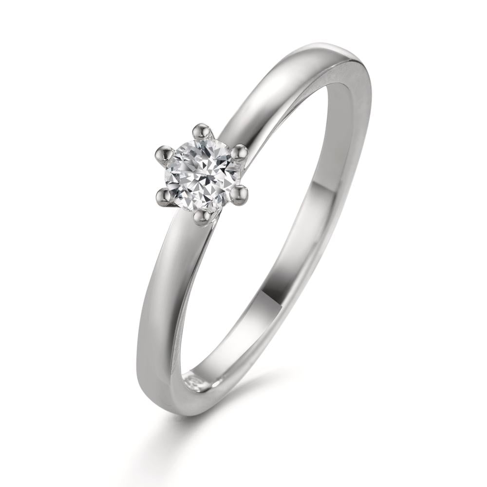 Solitaire ring 950 Platina Diamant wit, 0.20 ct, [Brillant], w-si