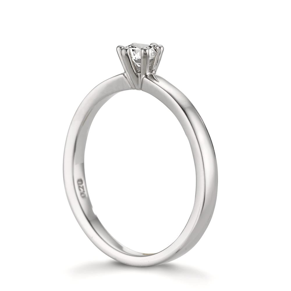 Solitaire ring 950 Platina Diamant wit, 0.20 ct, [Brillant], w-si