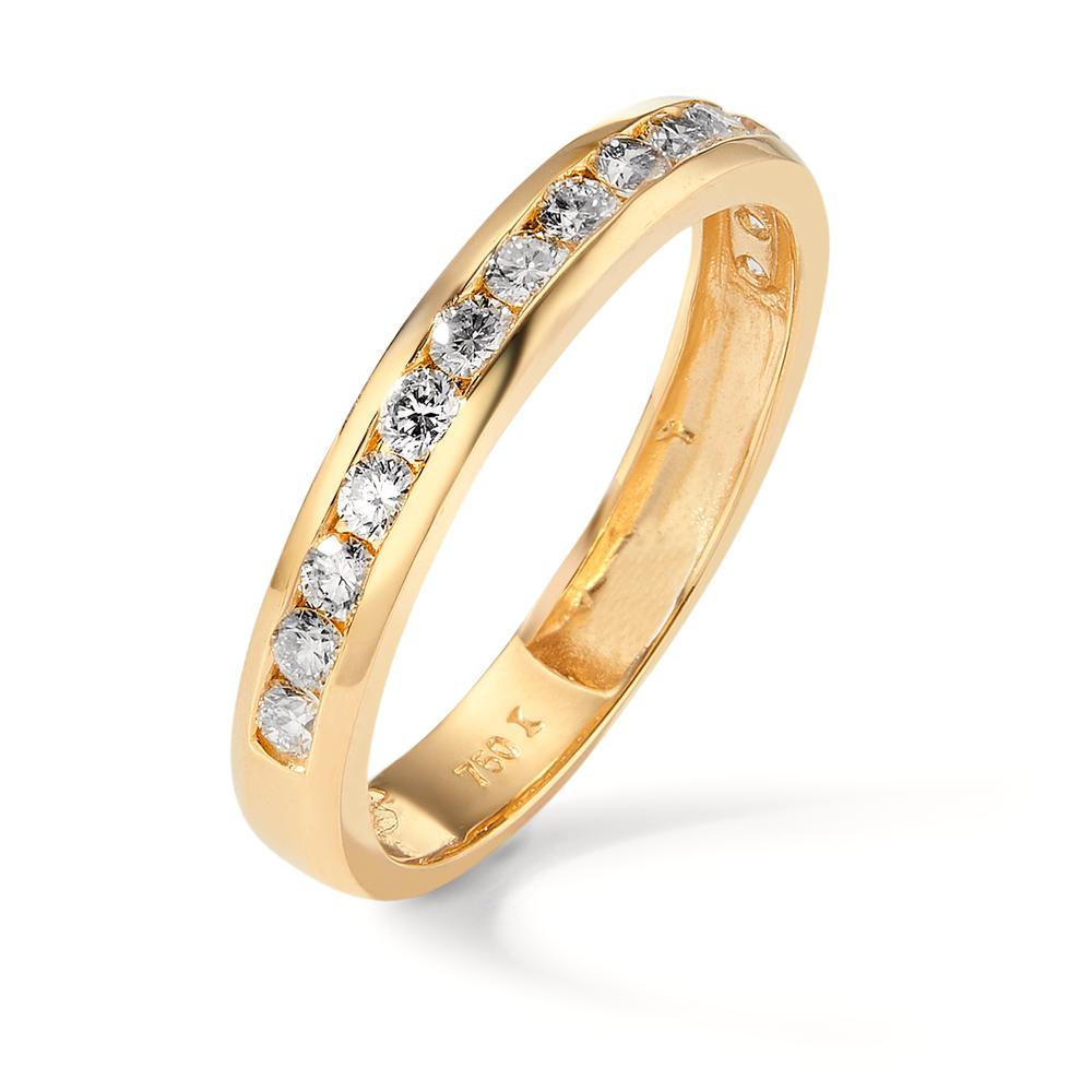 Memory ring 750/18K geel goud Diamant 0.50 ct, 15 Steen, w-si
