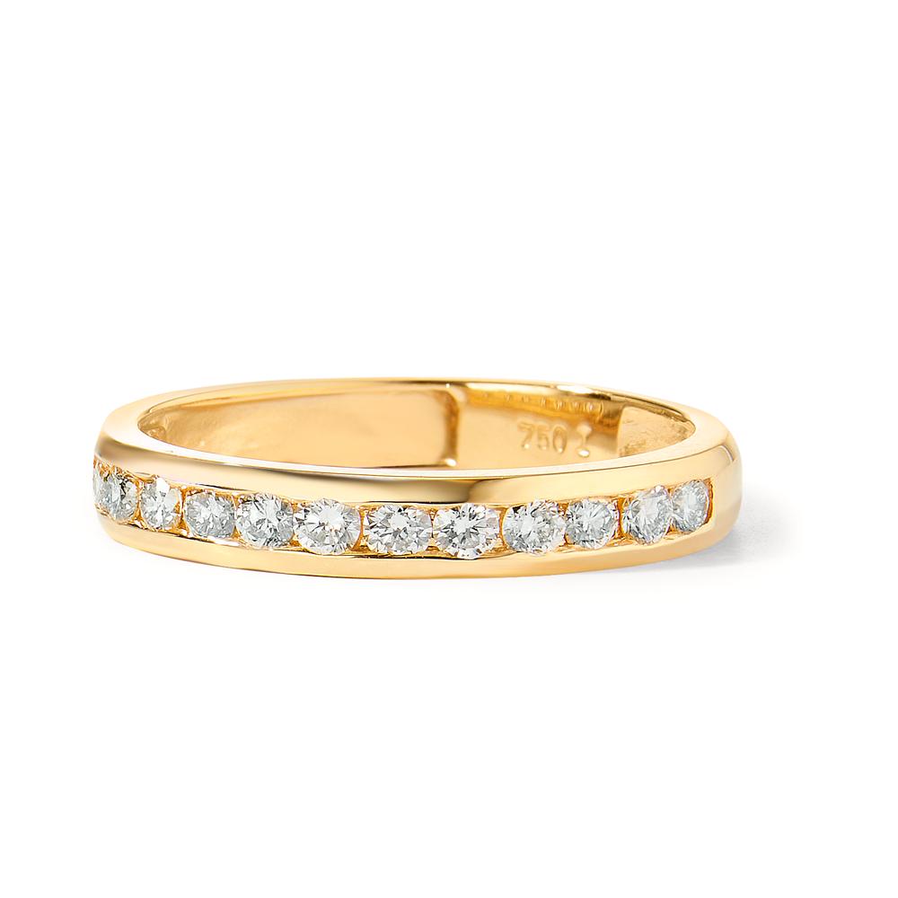 Memory ring 750/18K geel goud Diamant 0.50 ct, 15 Steen, w-si