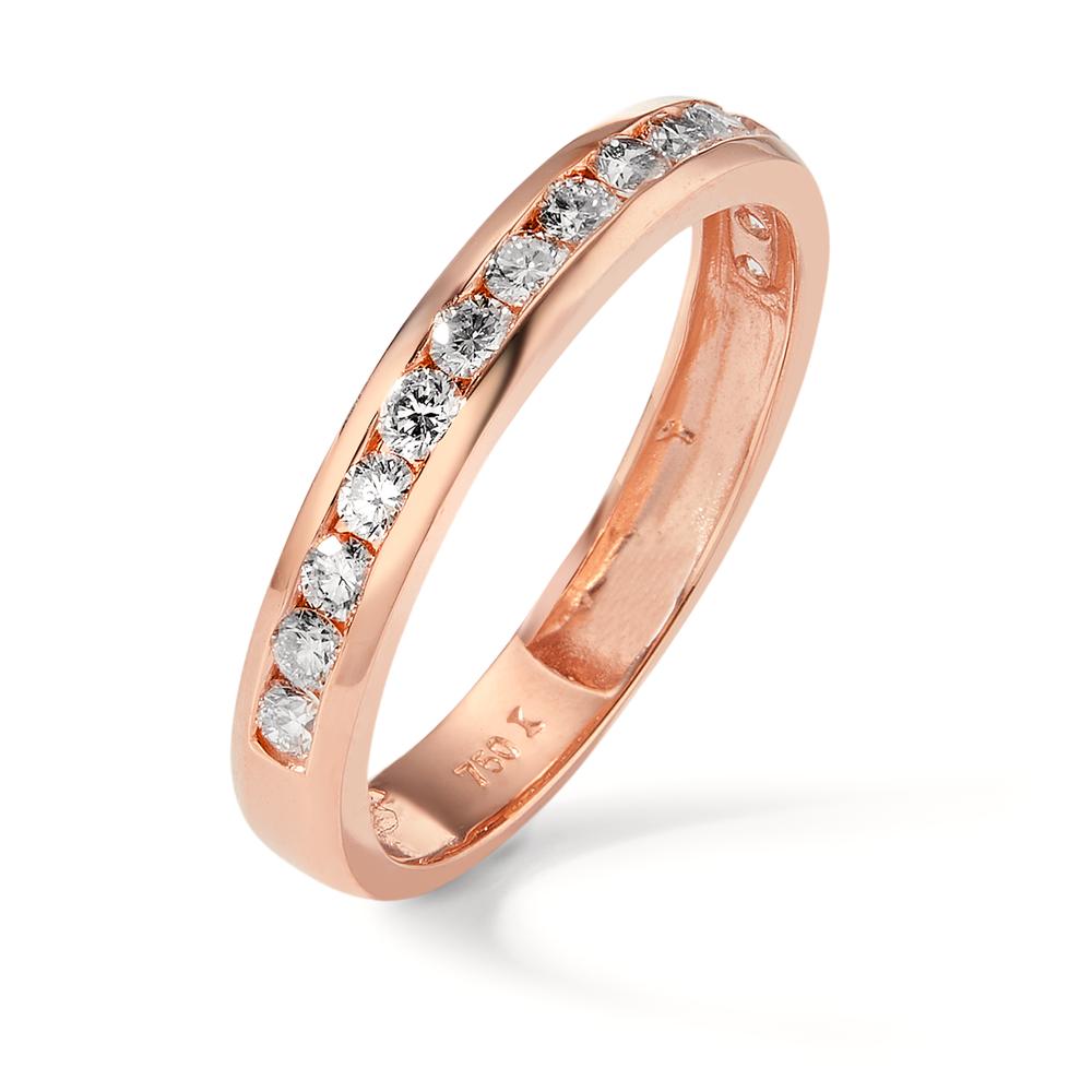Memory ring 750/18K rood goud Diamant 0.50 ct, 15 Steen, w-si