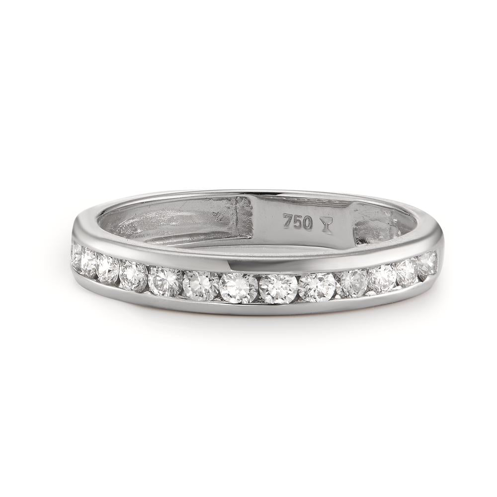 Memory ring 750/18K witgoud Diamant 0.51 ct, 15 Steen, w-si