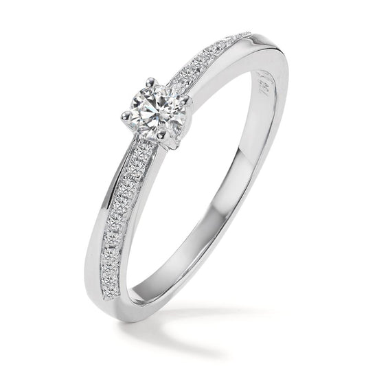 Solitaire ring 750/18K witgoud Diamant 0.25 ct, 21 Steen, w-si