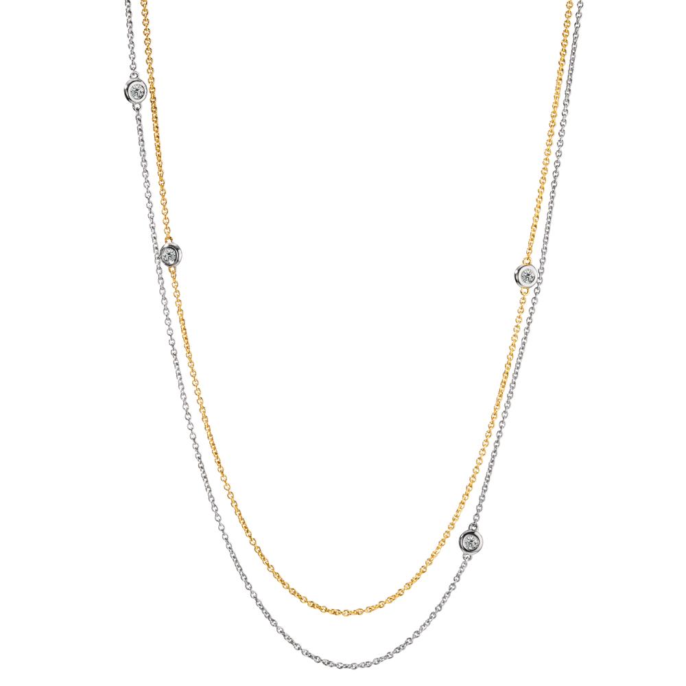 Collier 750/18K witgoud, 750/18K geel goud Diamant 0.16 ct, 5 Steen, w-si 42-45 cm