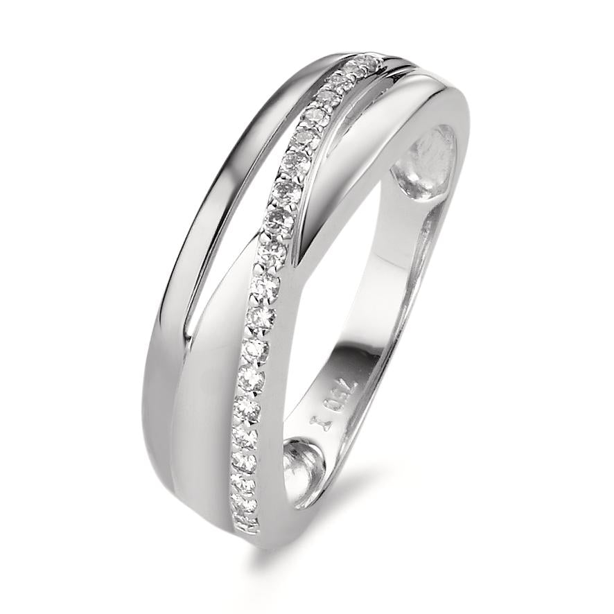 Ring 750/18K witgoud Diamant 0.15 ct, 20 Steen, w-si