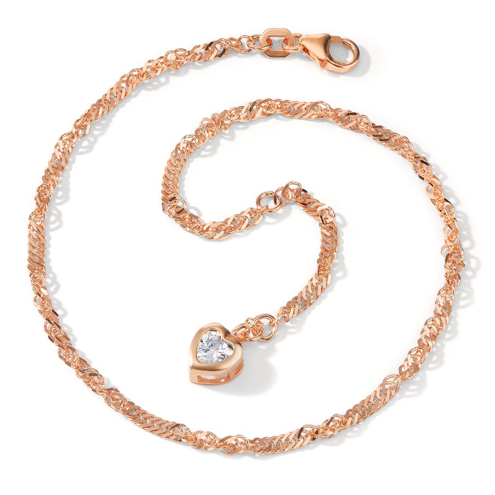 Enkelbanden Zilver Zirkonia Rosé Verguld Hart 23-26 cm