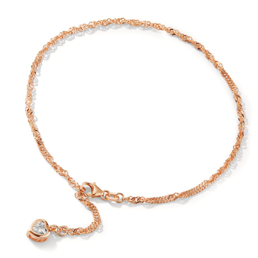 Enkelbanden Zilver Zirkonia Rosé Verguld Hart 23-26 cm