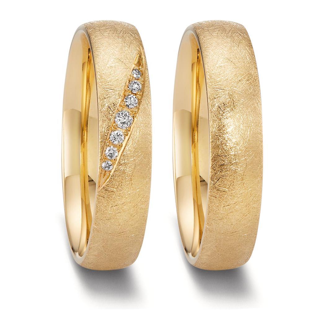 Partnerring 750/18K geel goud Diamant 0.066 ct, 7 Steen, tw-vsi