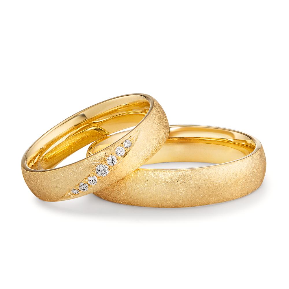 Partnerring 750/18K geel goud Diamant 0.066 ct, 7 Steen, tw-vsi