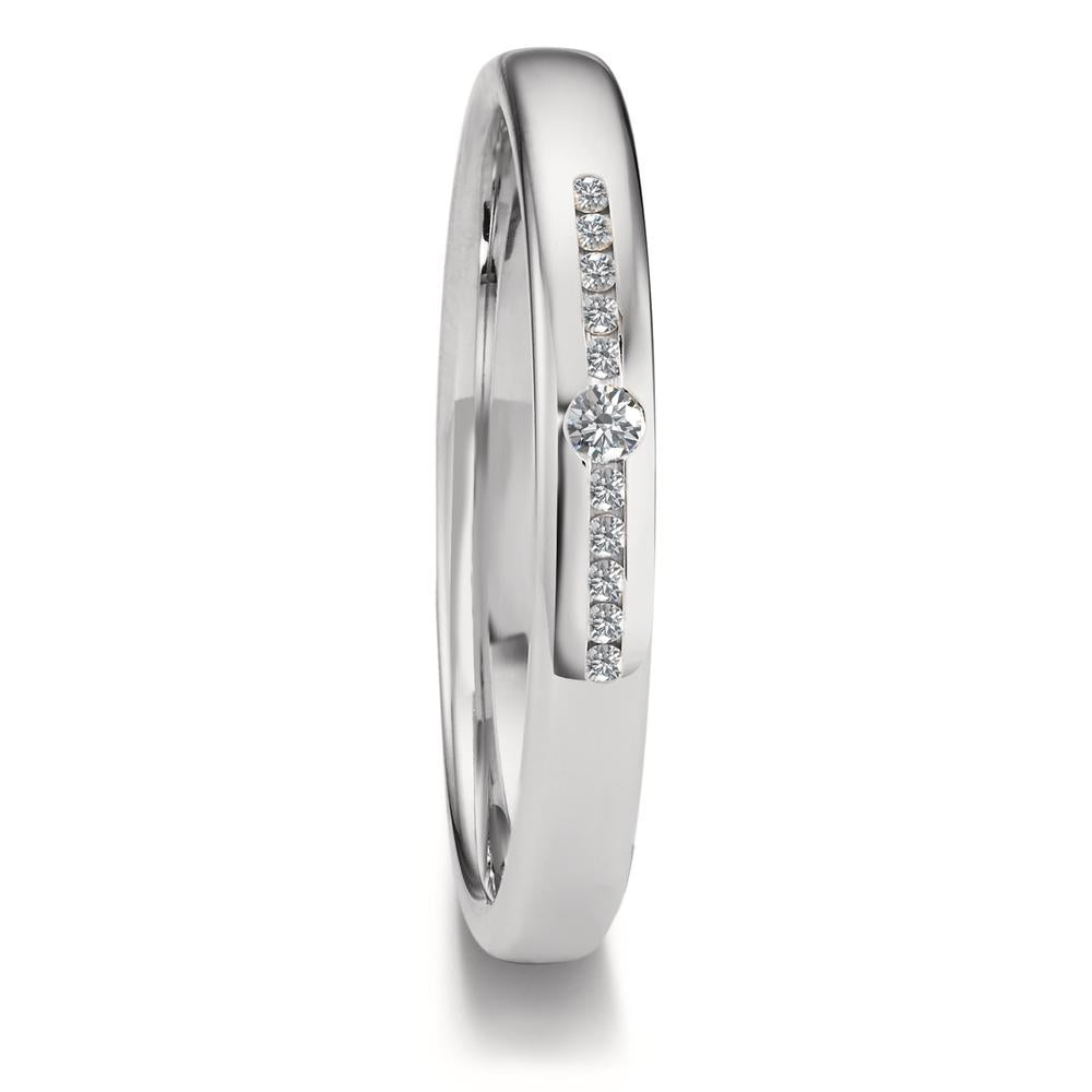 Partnerring 750/18K witgoud Diamant 0.08 ct, 11 Steen, tw-vsi