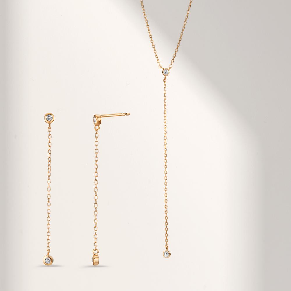 Collier Brons Zirkonia 2 Steen Verguld 40-45 cm