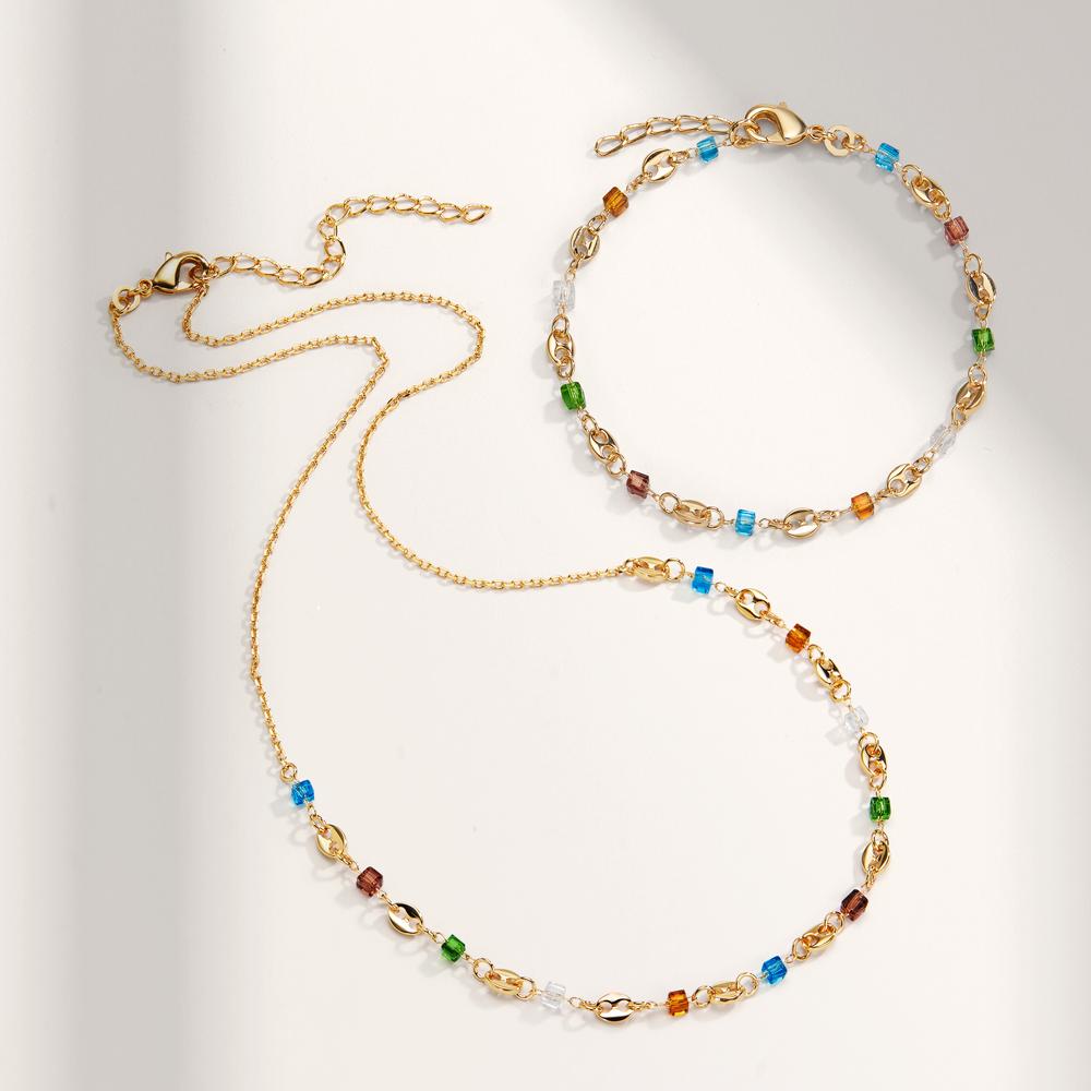 Armband Brons Kristal kleurrijk, 11 Steen Verguld