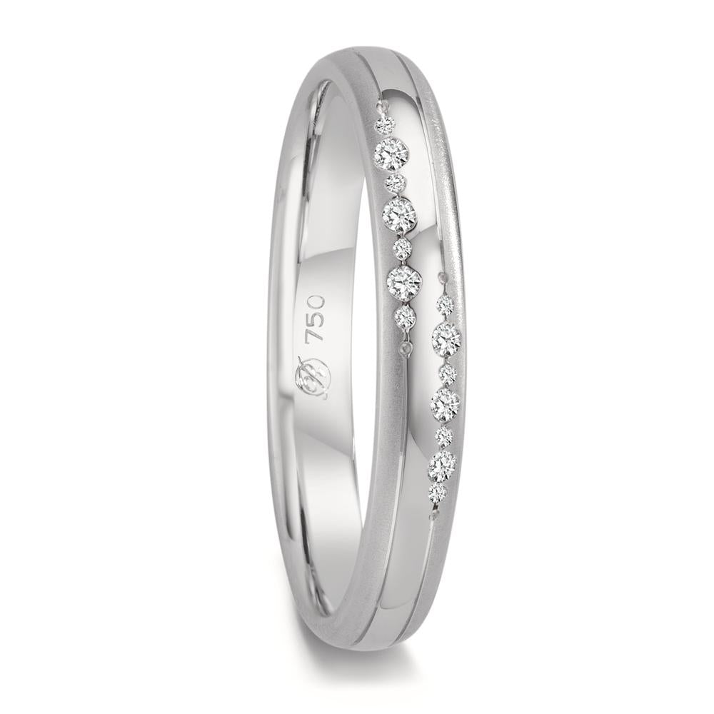 Partnerring 750/18K witgoud Diamant 0.064 ct, 14 Steen, w-vsi